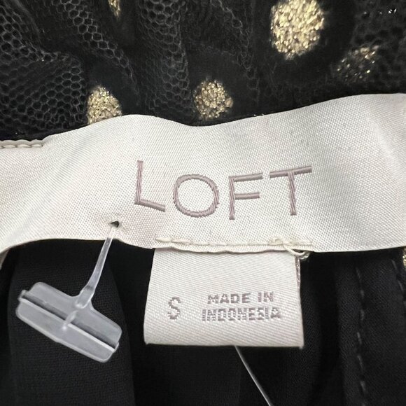 LOFT Black/Gold Polka Dot Halter Top Sheer Textured Size Small New - Picture 7 of 9